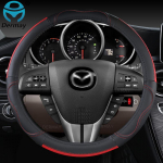 for Mazda CX3 CX4 CX5 CX6 CX7 CX8 CX9 CX30 CX50 CX60 CX70 CX80 CX90 Genuine Leather Car Steering Wheel Cover Auto Accessories raudona
