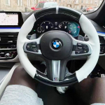 Hand Stitched Non-slip Car Steering Wheel Cover for BMW M Sport G30 G02 X5 F40 F41 g82 M4 DIY Soft Suede Car Interior white thread