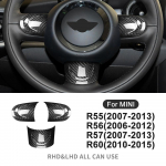 for MINI Cooper Countryman R60 R55 R56 R57 2010 2011 2012 Real Hard Carbon Fiber Car Steering Wheel Cover Trim Accessories without holes black