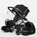 BAZARLAND30 Poussette 3 en 1 B&eacute;b&eacute; Combin&eacute;e Si&egrave;ge-Auto Nacelle Trio R&eacute;versible R&eacute;glable Haute Qualit&eacute; Roues increvables Canne noir. juoda