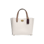 Coach Willow 24 Nuimamas peties dirželis Užraktas su pasukimu Oda su grūdėta tekstūra Rankinė moterims tote Balta C8561-B4CAH Gift Box Sets (Basic Set+Black Box)