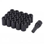 20 vnt 32 mm ilgio automobilio rato veržlės &scaron;e&scaron;iakampės 20 mm M12x1,25 , M12x1,5 veržlės JDM lenktynių priedai Aliuminio kūginė kūginė sėdynė M12x1.5 juoda