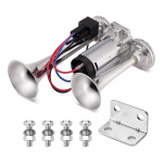 600DB automobilio oro garso signalas, itin garsus 12V automatinis oro garso signalas, dvigubo vamzdžio trimito garso signalas sidabras