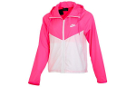 Nike Sport Spalvų Bloko Užtraukiama su Gobtuvu Vandeniui Atspari Striukė Balta Rožinė BV3940-639 L