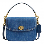 Coach Cassie 19 Rankinė per petį/crossbody su metaliniais akcentais, džinsinė ir ver&scaron;iuko odos, maža moteri&scaron;ka rankinė, tamsiai mėlyna CAT45-B4RHO Basic Set (Bag+Dust Bag)