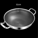 304 Maistinio Plieno Nelipnus Wok keptuvė 32cm Keptuvė Maistinio Plieno Korėtu Dugnu Indukcinei Viryklei Dujinei Viryklei Universalus Patvarus