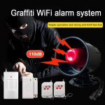 Belaidė auk&scaron;to decibelio WiFi sirena: Namų saugos vagysčių signalizacijos sistema WIFI speaker + US power adapter + 1 remote black