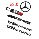 3D juodi C63S raidės V8 BITURBO ženklelis Automobilio galinės žvaigždės lipdukas Bagažinė AMG emblema Mercedes Benz AMG W205 C205 priedams AL1