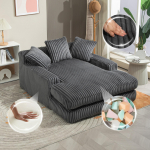 Moderni velvetinė miegamoji sofa Cloud Couch su 3 mink&scaron;tomis pagalvėmis, patogi vienvietė grindų sofa svetainei, butui, biurui (Tamsiai pilka) 125 x 155 x 63 cm tamsiai pilka spalva