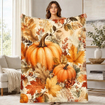 Rudens Moliūgo Botaninis Koralinis Vilnos Antklodė 150cm*200cm