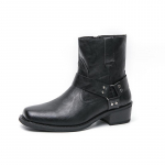 Vyri&scaron;ki odiniai stambiu kulnu ankle boots su &scaron;oniniu užtrauktuku, laisvalaikio lauko vaik&scaron;čiojimo batai, neslystantys verslo batai rudeniui ir žiemai 41 juoda