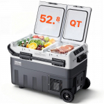VEVOR Ne&scaron;iojamas automobilinis &scaron;aldytuvas, 12 voltų automobilinis &scaron;aldytuvas, 50 L / 52,8 QT dviejų zonų ne&scaron;iojamas &scaron;aldiklis 70.8 x 44 x 55.1 cm
