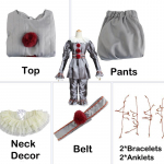 Autenti&scaron;kas Pennywise Cosplay Kostiumas Vaikams Stepheno Kingo &bdquo;Tai&ldquo; Klouno Kostiumas Helovino &Scaron;ventei 160 gray
