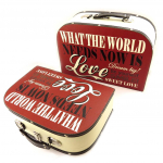 Les Tr&eacute;sors De Lily [L1953] - Set de 2 valisettes Bois 'Love Sweet Love' rouge beige