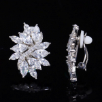 WWJ Leaf Ear Clips Vestuviniai auskarai nuotakoms balta
