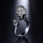 Unisex Buddha Buddhism galvos žiedas moterims Vyrams Street Pray Lucky Ring reguliuojamas pir&scaron;tų papuo&scaron;alas