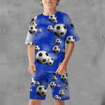 Futbolas 3D spausdinimas vaikams Vasarinių drabužių rinkiniai berniukų mergaičių animacinių filmų laisvalaikio mar&scaron;kinėliai + &scaron;ortai 2 vnt. apranga Madingi vaikų drabužiai 150