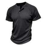 Vyri&scaron;ki Henley mar&scaron;kiniai vafliniai trumpomis rankovėmis apvaliomis kaklo megzti mar&scaron;kinėliai Vasariniai megztiniai Kasdieniai &scaron;ventiniai drabužiai S rudžių raudonos spalvos