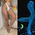 Seksualios tu&scaron;čiavidurės &scaron;vytinčios žvejybos tinklelio aptemptos kelnių kojinės one size mėlyna
