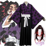 Anime Cosplay Demon Slayer Kimetsu No Yaiba Kokushibo Danganronpa Cosplay Perukai Spausdinimas Kimono Vienodas Mar&scaron;kiniai Helovinas Karnavalas L-(Full set+wig)