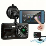 4 colių jutiklinis ekranas automobilinis DVR prietaisų skydelis Dual Lens juoda