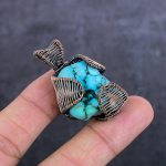 Tibetan Turquoise Gemstone Handmade Copper Wire Wrap Jewelry Pendant 1.77 i5a59