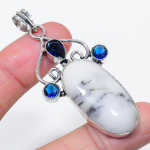 Natural Dendrite Opal, Topaz 925 Sterling Silver Jewelry Pendant 2.60 q1b59
