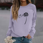 Moteri&scaron;kas madingas kasdienis ilgomis rankovėmis vienspalvis su spauda apvalaus kaklo vir&scaron;us džemperis M violetinė