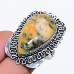 Honey Dendritic gemstone 925 Sterling Silver Jewelry Ring Size 8