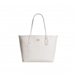 Coach City 33 Klasikinė logotipinė pirkinių rankinė Moteri&scaron;ka pirkinių rankinė Kreidinis baltas CV976-IMXU5 Basic Set (Bag+Dust Bag) white