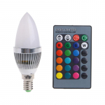 E14 3W RGB LED 15 spalvų kintanti žvakės lemputė su nuotolinio valdymo pulteliu AC85-265V E14