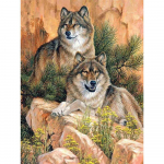 Deimantinis siuvinėjimas Vilkas Kalnų kri&scaron;tolinis dygsnis Deimantinis paveikslas Gyvūnų deimantų mozaikos kristalas 20X30CM