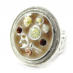 Les Tr&eacute;sors De Lily [H9840] - Bague Cr&eacute;ateur 'Babouchka' beige marron argent&eacute; ruda