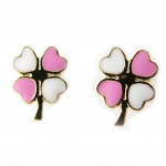 Les Tr&eacute;sors De Lily [I9997] - Boucles d'Oreilles 'Tr&egrave;fle' rose (Or - 9 carats)