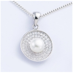 Les Tr&eacute;sors De Lily [J0141] - Pendentif Argent 'Sissi' blanc argent&eacute; (rhodi&eacute;) - 15 mm