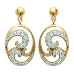 Les Tr&eacute;sors De Lily [K3841] - Boucles Plaqu&eacute; Or 'D&eacute;esse' blanc dor&eacute; - 20x10 mm