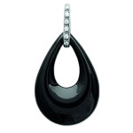 Les Tr&eacute;sors De Lily [L6668] - Pendentif Argent 'Sissi' noir (c&eacute;ramique) rhodi&eacute; - 20x19 mm