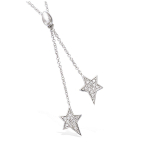 Les Tr&eacute;sors De Lily [N5380] - Collier Argent 'Etoiles' blanc argent&eacute; (rhodi&eacute;) - 50x9 mm