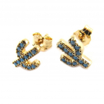 Les Tr&eacute;sors De Lily [N7129] - Boucles plaqu&eacute; or 'Cactus' turquoise dor&eacute;