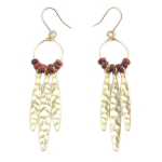 7bis [Q6242] - Boucles artisanales 'Boho' marron dor&eacute; (bois) - 55x15 mm ruda