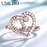 UMCHO cirkonio rožinio aukso spalvos &scaron;irdies formos Forever Love Heart mados vakarėlio vestuvių papuo&scaron;alai 6