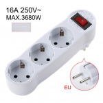 EU ki&scaron;tukas nuo 1 iki 3 krypčių 16 A 250 V adapterio keitimo i&scaron;plėtimo maitinimo lizdas EU Plug^ balta