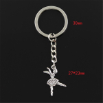 Mados baleto &scaron;okėjos mergaitės, 27x23 mm pakabukas, 30 mm raktų pakabukas sidabras