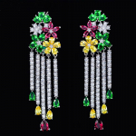 WWJ Noble daugiaspalvis gėlių kubinis cirkonio kutas, nuleidžiamas auskaras moterims žalia