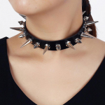 Long Spike Choker Punk dirbtinės odos apykaklės gotikinio stiliaus karolių priedai