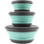 Ne&scaron;iojamas stovyklavietės sulankstomas dubuo su dangčiais Camping Travel silikoninis dubuo 3 vienetų sulankstomos maisto laikymo dėžutės, skirtos žygiams pėsčiomis įvairiaspalvis