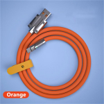 VAORLO metalinis USB apsauginis įkrovimo kabelis Greito įkrovimo duomenų kabelis, skirtas Micro Type-C ap&scaron;vietimui silikoninis 120 W Greitas įkrovimas su kabelio tvarkykle Type-C oranžinė