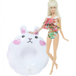 1x Lėlės gelbėjimosi ratas + 1x maudymosi kostiumėlis Drabužiai lėlėms Barbėms 1/6 Lėlių namelio priedai Vaikai vaidina žaisti Vasaros paplūdimio maudymosi žaislas