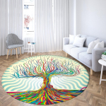 Namai Psychedelic Black Viking Tree Apvalūs kilimėliai Sofa Kilimėlis Namai Svetainė Miegamasis Vonios Kambarys Grindų Kilimėliai Spausdinti Dekoruoti kilimų kilimėlius 60cm x 60cm