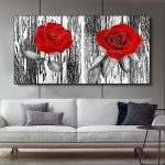&Scaron;iuolaikinės abstrakčios raudonos rožės, aliejinė drobė, tapyba &Scaron;iaurės &scaron;alių plakatai ir spaudiniai Sienų menas Paveikslėliai Svetainės namų dekoras be rėmelio 20cm&times;40cm NoFrame